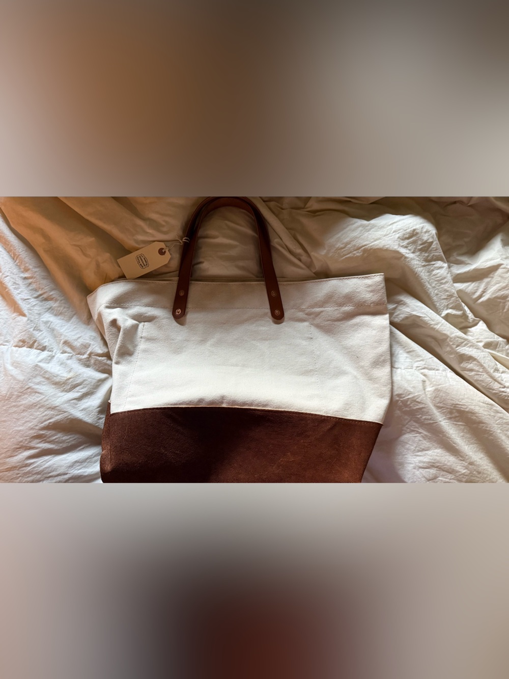 Filson Two-Tone Canvas Tote in White and Brown